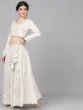 Cream & Gold Printed Lehenga With Choli & Dupatta