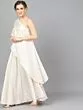 Off-White Dobby Design Lehenga With Cape Bluouse