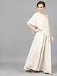 Off-White Dobby Design Lehenga With Cape Bluouse