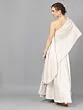 Off-White Dobby Design Lehenga With Cape Bluouse