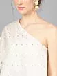 Off-White Dobby Design Lehenga With Cape Bluouse