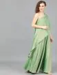 Green Dobby Design Lehenga With Cape Blouse