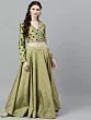 Green Flock Printed Lehenga Choli Set