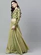 Green Flock Printed Lehenga Choli Set