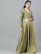 Green Flock Printed Lehenga Choli Set
