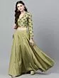 Green Flock Printed Lehenga Choli Set