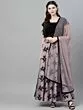 Purple & Black Flock Printed Lehenga Choli With Net Dupatta