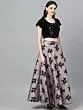 Purple & Black Flock Printed Lehenga Choli With Net Dupatta