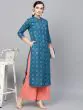 Blue Printed Straight Kurta
