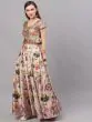 Peach & Red Floral Digital Print Lehenga Choli With Dupatta