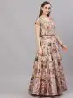 Peach & Red Floral Digital Print Lehenga Choli With Dupatta