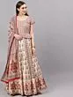 Cream & Red Floral Digital Print Lehenga Choli With Dupatta