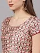 Cream & Red Floral Digital Print Lehenga Choli With Dupatta