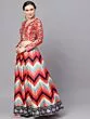 Red & Blue Digital Print Lehenga Choli With Dupatta