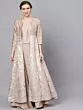 Beige & Silver Printed Jacket With Solid Lehenga Choli