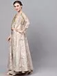 Beige & Silver Printed Jacket With Solid Lehenga Choli