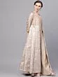 Beige & Silver Printed Jacket With Solid Lehenga Choli