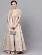Beige & Silver Printed Jacket With Solid Lehenga Choli