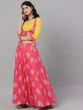 Pink & Yellow Khari Printed Lehenga Choli With Dupatta