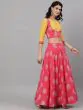 Pink & Yellow Khari Printed Lehenga Choli With Dupatta