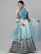 Teal & Maroon Digital Print Zari Work Lehenga Choli With Net Dupatta