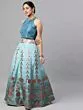 Teal & Maroon Digital Print Zari Work Lehenga Choli With Net Dupatta