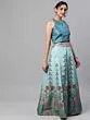 Teal & Maroon Digital Print Zari Work Lehenga Choli With Net Dupatta