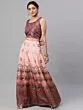 Coffee Brown & Peach Digital Print Zari Work Lehenga Choli With Net Dupatta