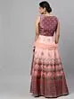 Coffee Brown & Peach Digital Print Zari Work Lehenga Choli With Net Dupatta