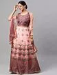 Coffee Brown & Peach Digital Print Zari Work Lehenga Choli With Net Dupatta