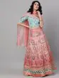 Peach Digital Print Zari Work Lehenga Choli With Organza Dupatta