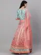 Peach Digital Print Zari Work Lehenga Choli With Organza Dupatta