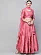 Pink Self Designed Kali Lehenga With Choli And Dupatta