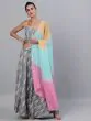 Grey Ikat Handloom Woven Design Lehenga Choli With Tie & Dye Dupatta