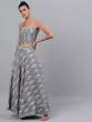 Grey Ikat Handloom Woven Design Lehenga Choli With Tie & Dye Dupatta