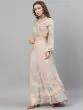 Peach & Grey Marble Printed Lehenga Choli Set