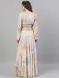 Peach & Grey Marble Printed Lehenga Choli Set
