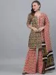 Green Kalamkari Floral Printed Kurta With Zig-Zag Sharara & Dupatta Set