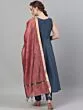 Blue Dobby Design Kurta Set With Gold Zari Dupatta