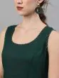Green Solid Straight Kurta With Striped Palazzo & Dupatta Set
