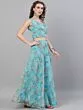 Turquoise Blue Organza Floral Printed Lehenga Choli With Dupatta