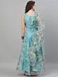 Turquoise Blue Organza Floral Printed Lehenga Choli With Dupatta