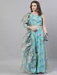 Turquoise Blue Organza Floral Printed Lehenga Choli With Dupatta