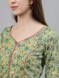 Green & Red Floral Printed With Gotta Patti Work Kurta Set