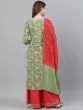 Green & Red Floral Printed With Gotta Patti Work Kurta Set