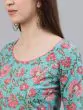 Blue & Pink Floral Printed With Gotta Patti Kurta Set