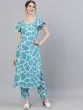 Blue & White Animal Printed Kurta Set
