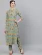 Green & Yellow Floral Printed Kurta Set