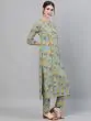 Green & Yellow Floral Printed Kurta Set