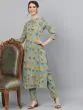 Green & Yellow Floral Printed Kurta Set